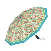 Mary Engelbreit Vintage Calico Folding Travel Umbrella - Compact, One-Touch Open & Close