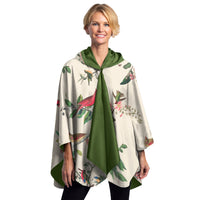 North American Wild Birds by Audubon Reversible Rain Cape Poncho – Lightweight Hooded Wrap for Women
