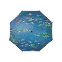 Monet Water Lilies Reverse Inverted Umbrella – Hands-Free, Windproof Design