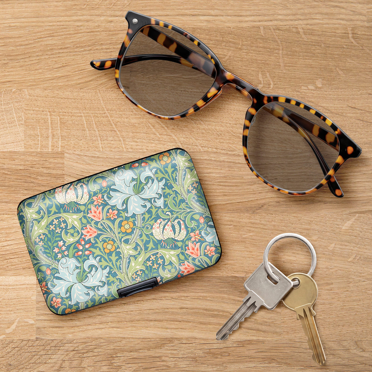 William Morris Golden Lily RFID Hard Travel Wallet