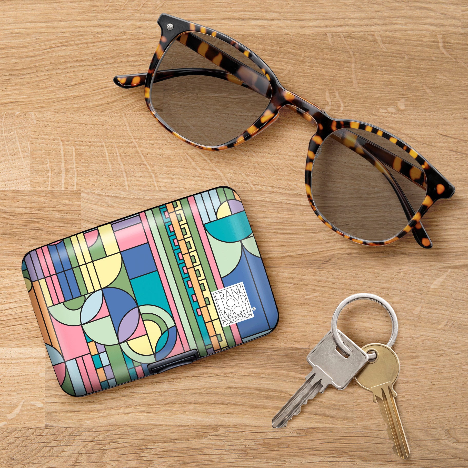 Frank Lloyd Wright Saguaro Forms RFID Hard Travel Wallet