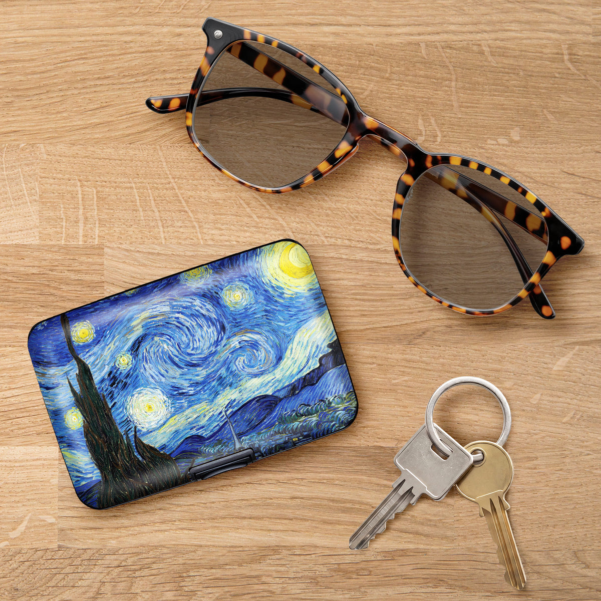 van Gogh Starry Night RFID Hard Travel Wallet