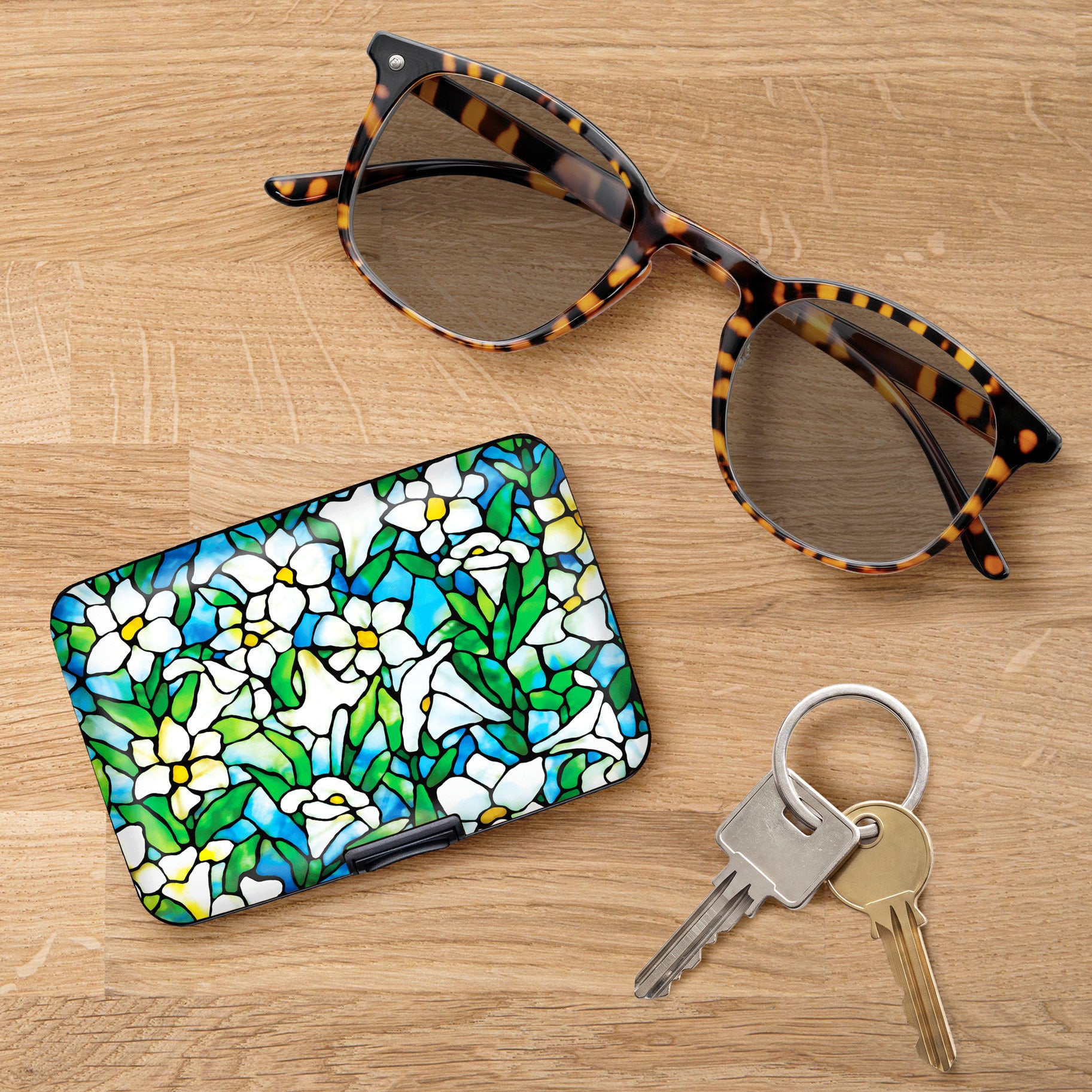 Tiffany Field of Lilies RFID Hard Travel Wallet