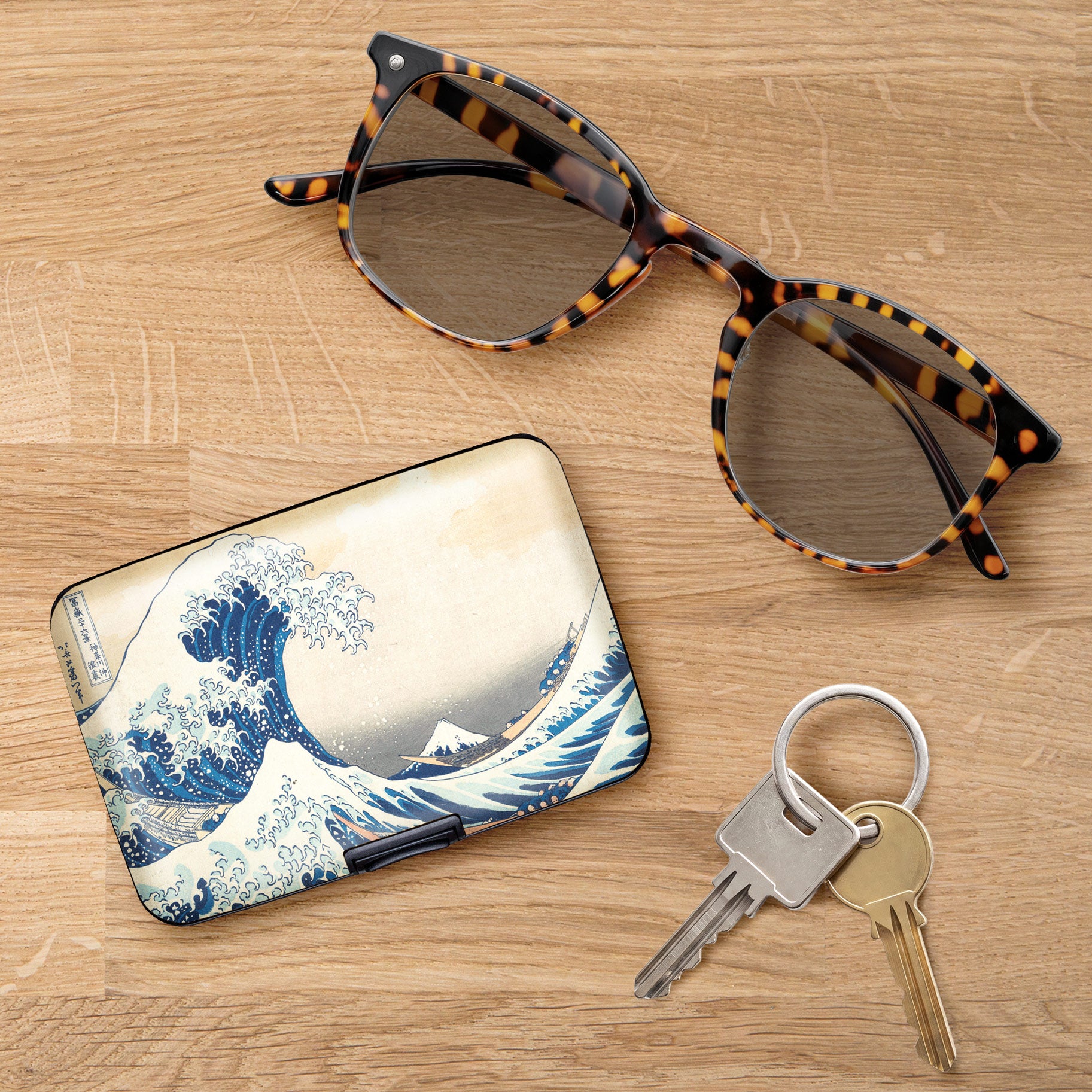 Hokusai The Great Wave RFID Hard Travel Wallet