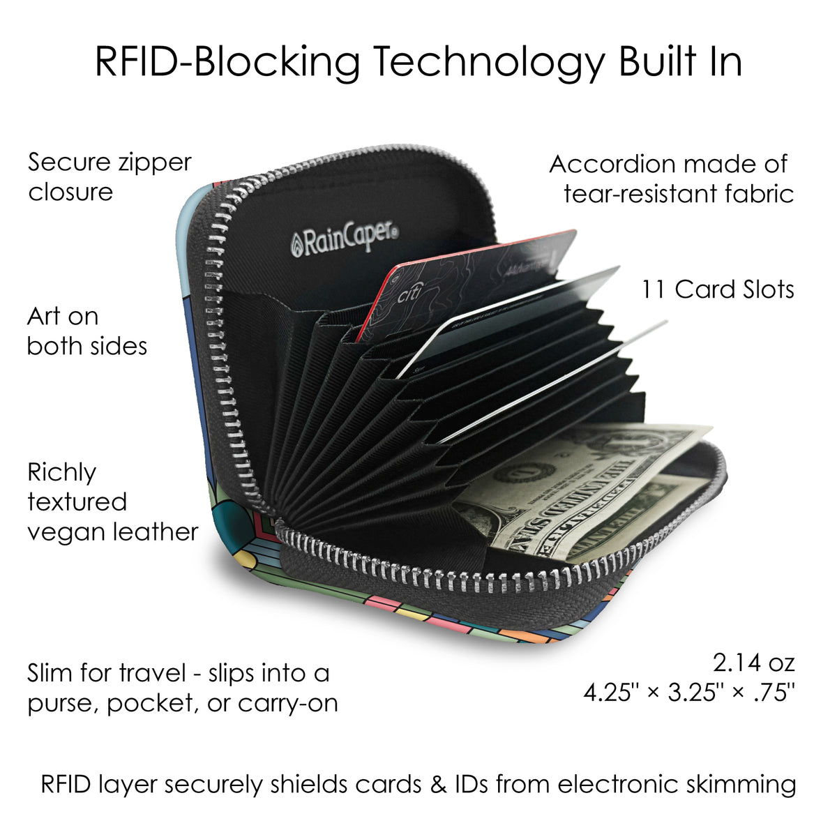 Frank Lloyd Wright Saguaro Forms RFID Zipper Travel Wallet