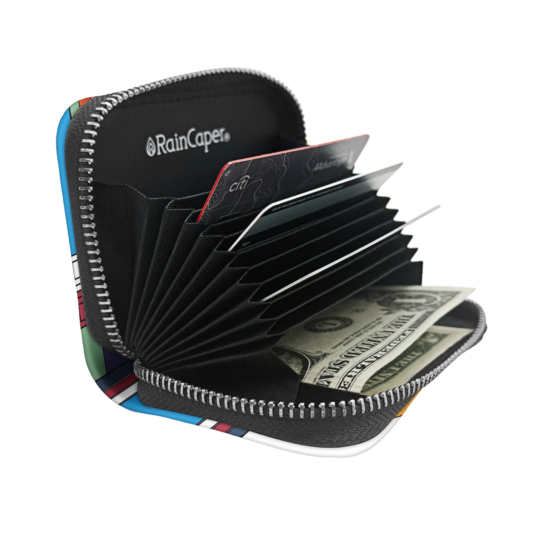 Frank Lloyd Wright Hoffman Rug RFID Zipper Travel Wallet