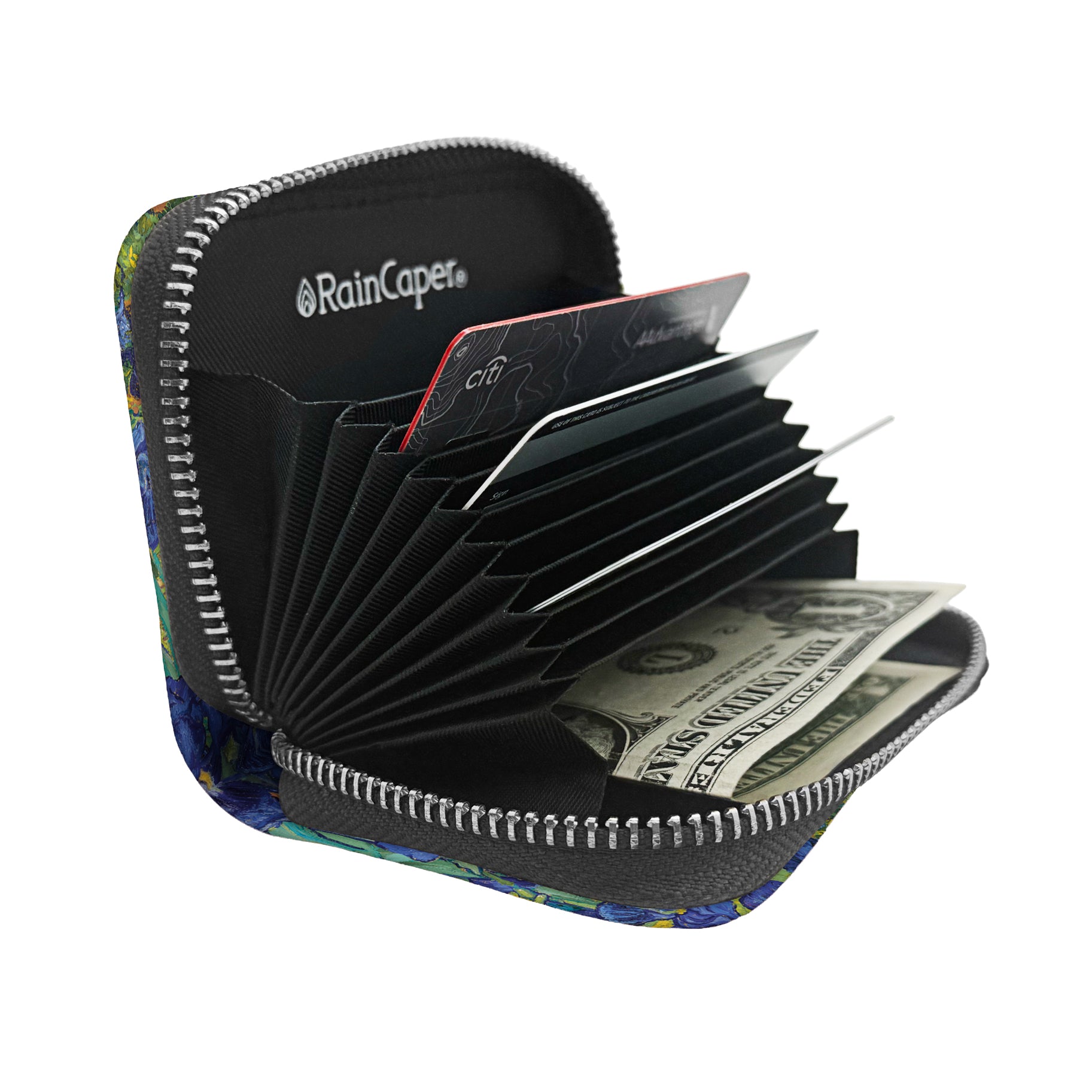 van Gogh Irises RFID Zipper Travel Wallet