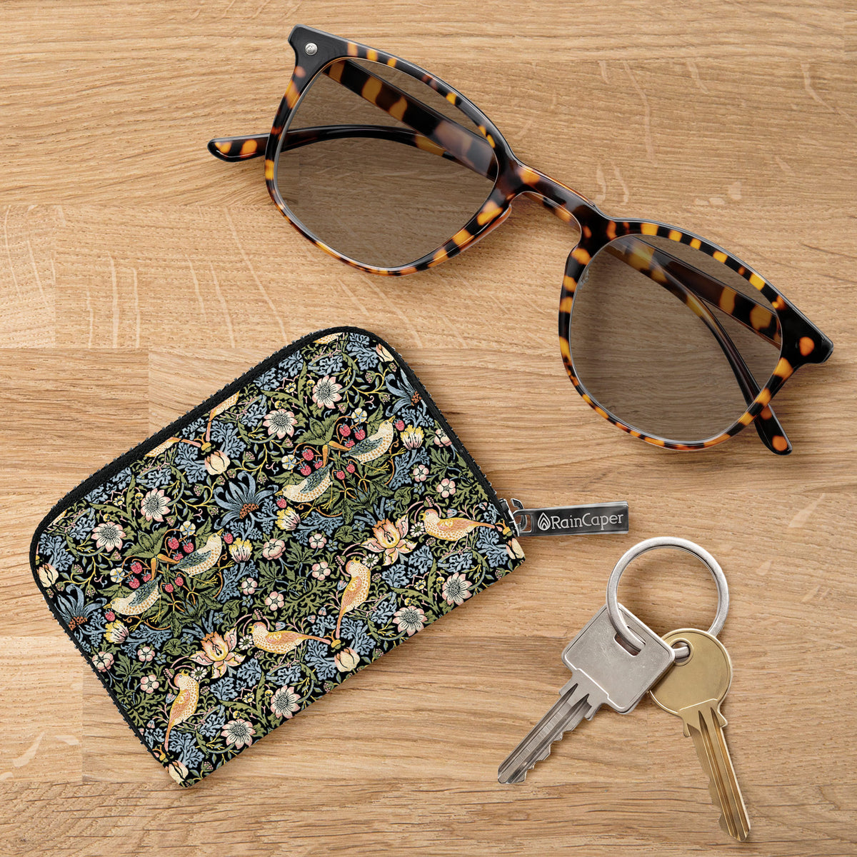William Morris Strawberry Thief RFID Zipper Travel Wallet