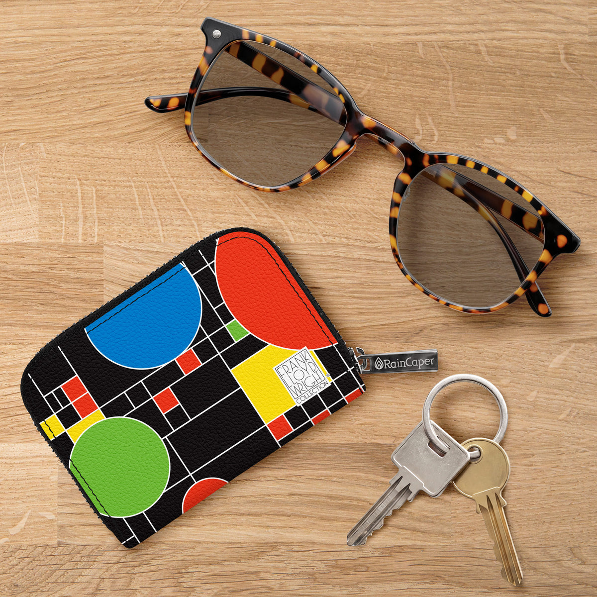 Frank Lloyd Wright Coonley Playhouse RFID Zipper Travel Wallet