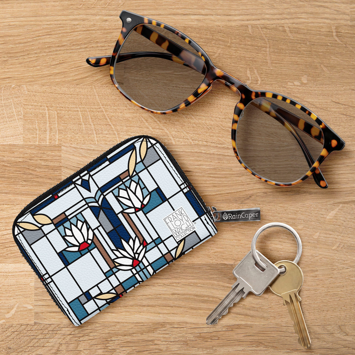 Frank Lloyd Wright Waterlilies RFID Zipper Travel Wallet