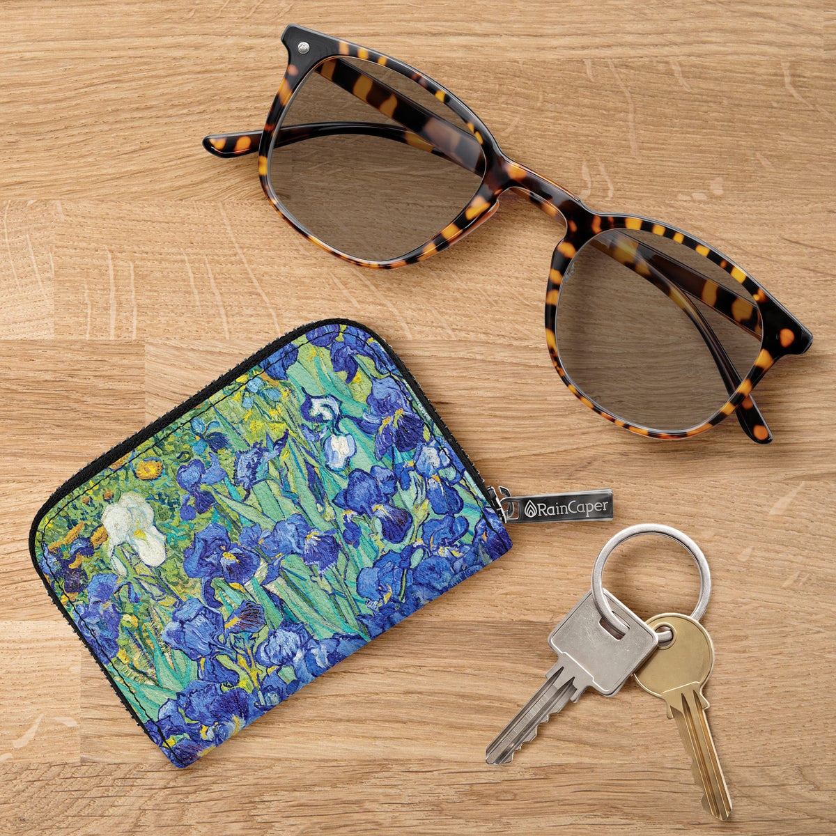 van Gogh Irises RFID Zipper Travel Wallet