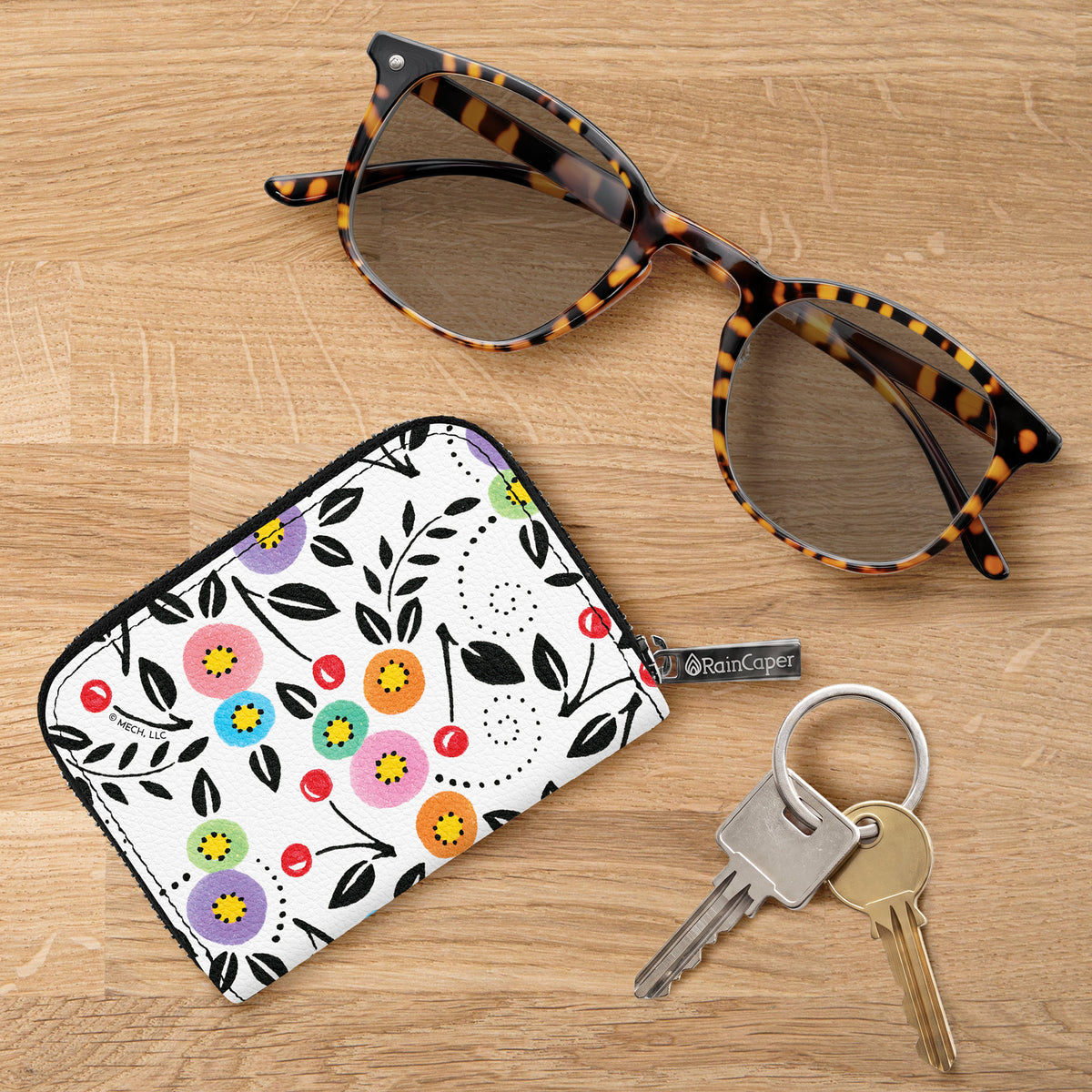 Mary Engelbreit Modern Cherry Toss RFID Zipper Travel Wallet
