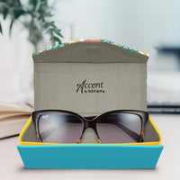 Mary Engelbreit Vintage Calico Folding Glasses Case - Magnetic Closure with Microfiber Cloth