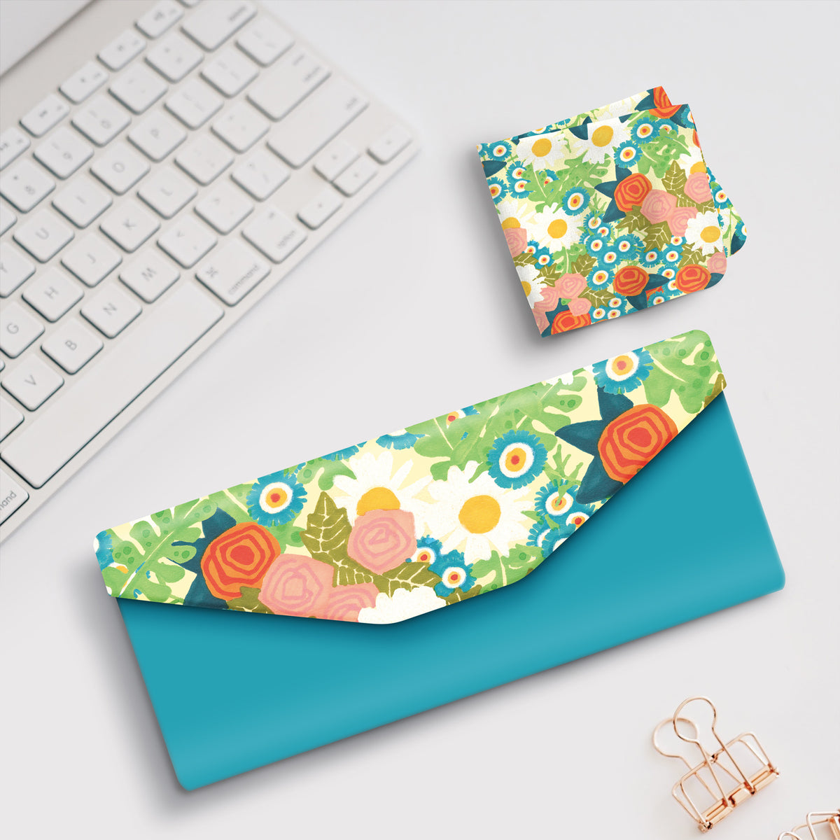 Mary Engelbreit Vintage Calico Folding Glasses Case - Magnetic Closure with Microfiber Cloth