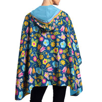 Mary Engelbreit Tropical Flower Toss Reversible Rain Cape - Lightweight Hooded Women's Rain Poncho