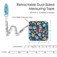 Mary Engelbreit Tropical Flower Toss Compact Retractable Tape Measure - Dual-Sided, 60"/150cm