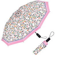 Mary Engelbreit Modern Cherry Toss Folding Travel Umbrella - Compact, One-Touch Open & Close