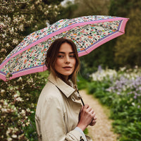 Mary Engelbreit Modern Cherry Toss Folding Travel Umbrella - Compact, One-Touch Open & Close