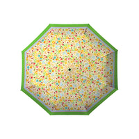 Mary Engelbreit Simple Spring Toss Folding Travel Umbrella - Compact, One-Touch Open & Close