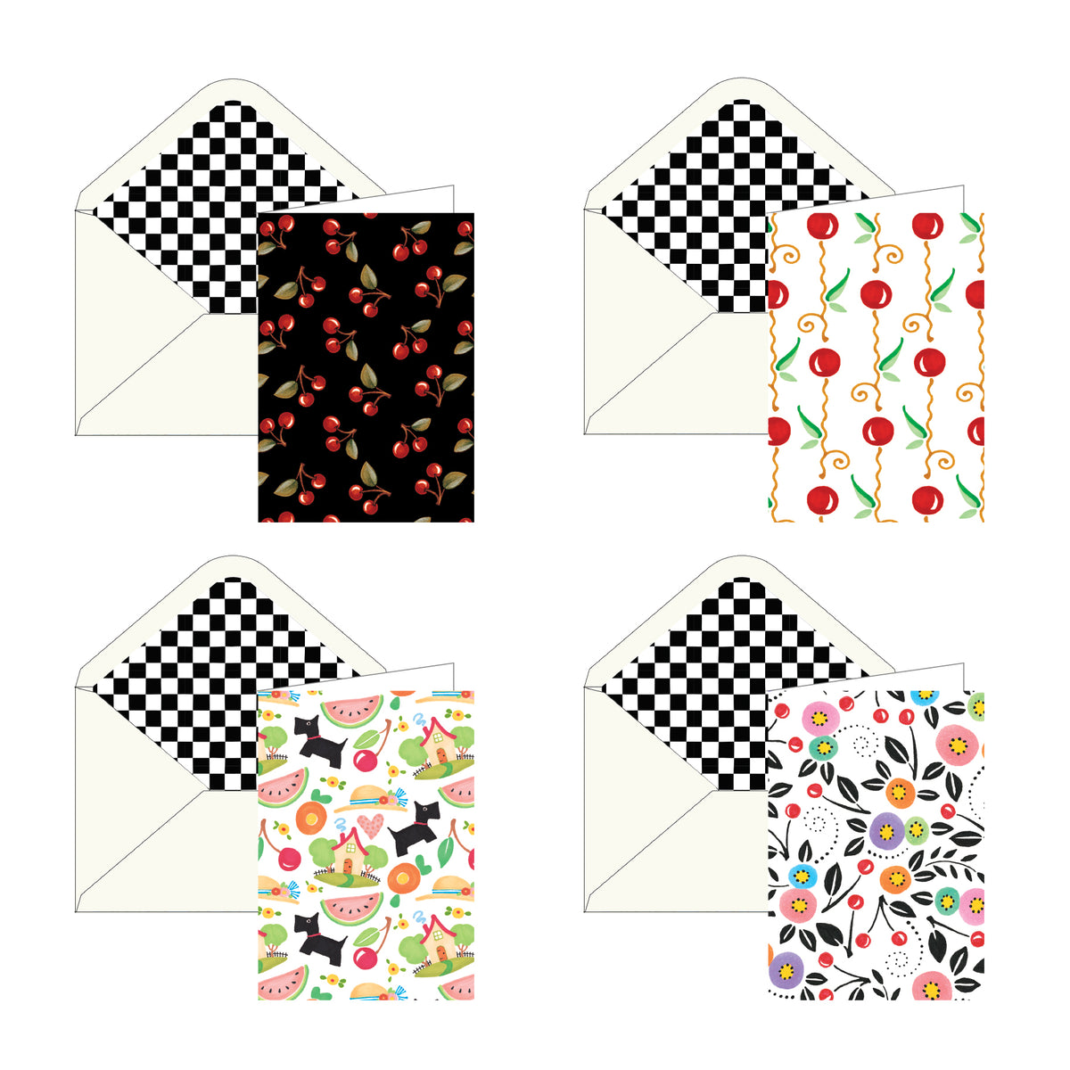 Mary Engelbreit Cherry Favorites Note Cards - Set of 16
