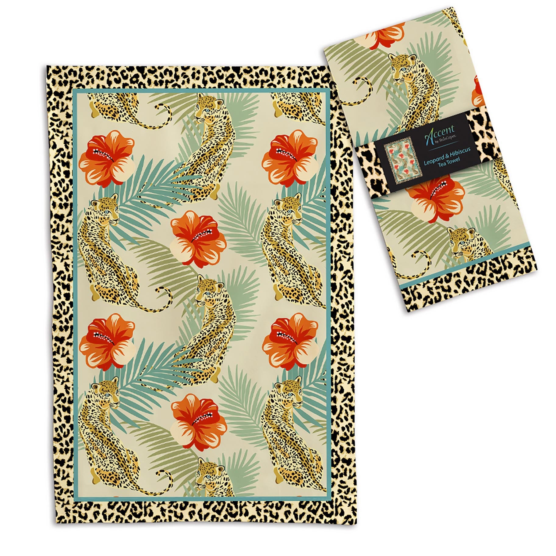 Leopard & Hibiscus Cotton Tea Towel