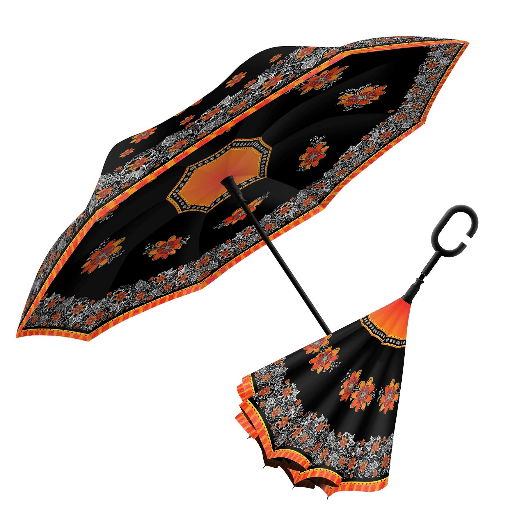 Laurel Burch Orange Blossoms Reverse Umbrella