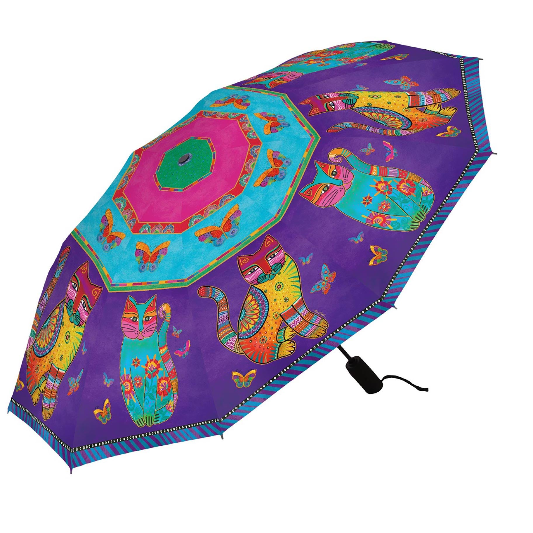 Laurel Burch Cats & Butterflies Folding Travel Umbrella