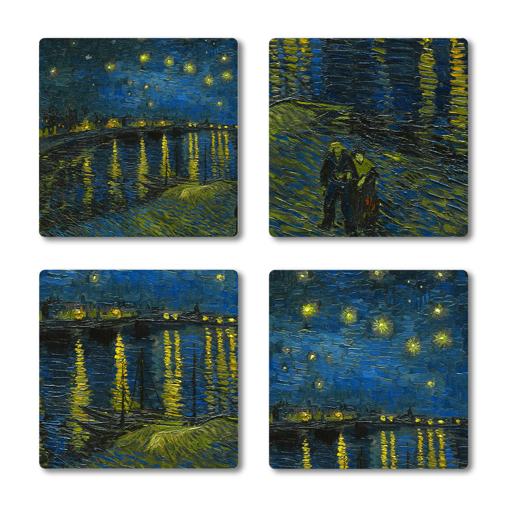 van Gogh Over the Rhone Ceramic Coaster Set