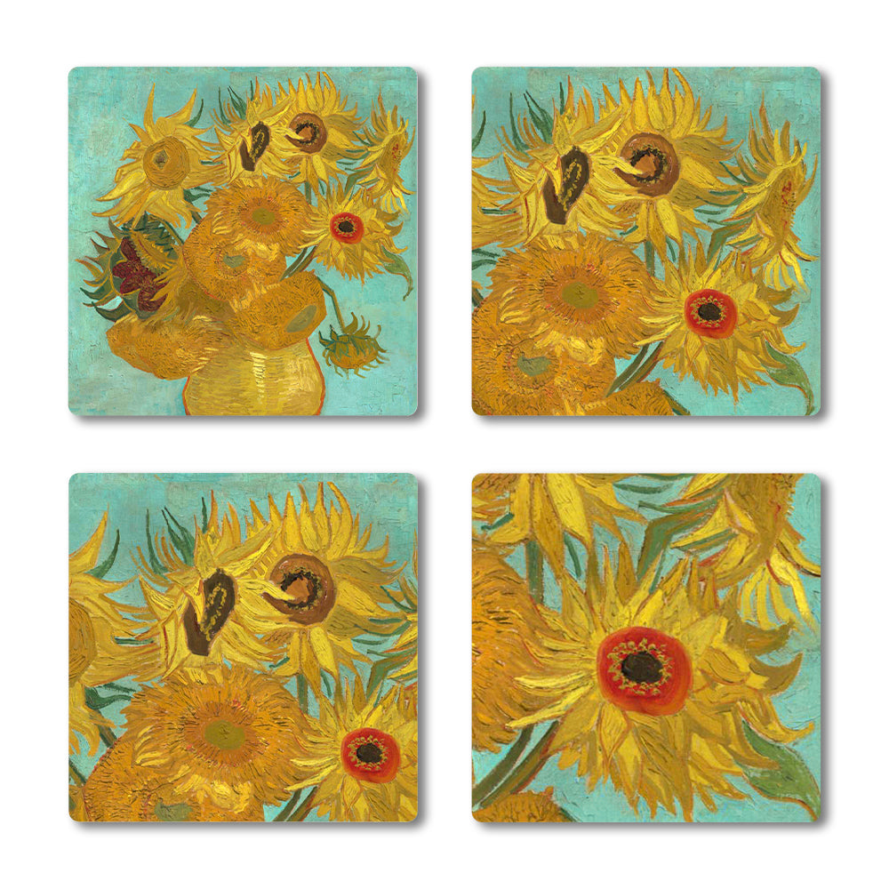 van Gogh Sunflowers Ceramic Coaster Set