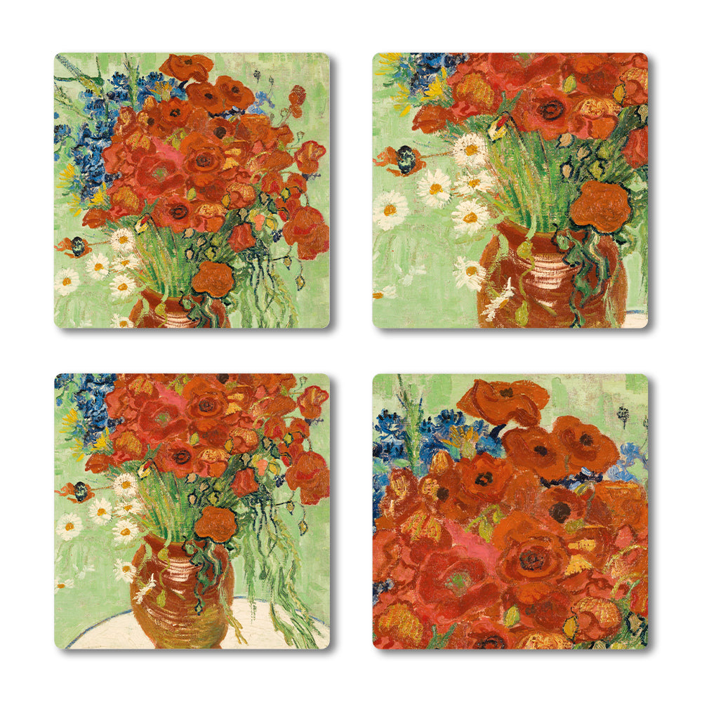 van Gogh Poppies & Daisies Ceramic Coaster Set