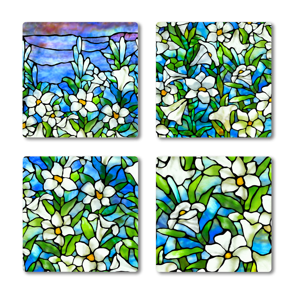 Tiffany Field of Lilies Ceramic Coaster Set