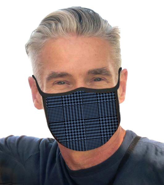 Man wearing a Blue Glen Plaid Reusable Fabric Face Mask.