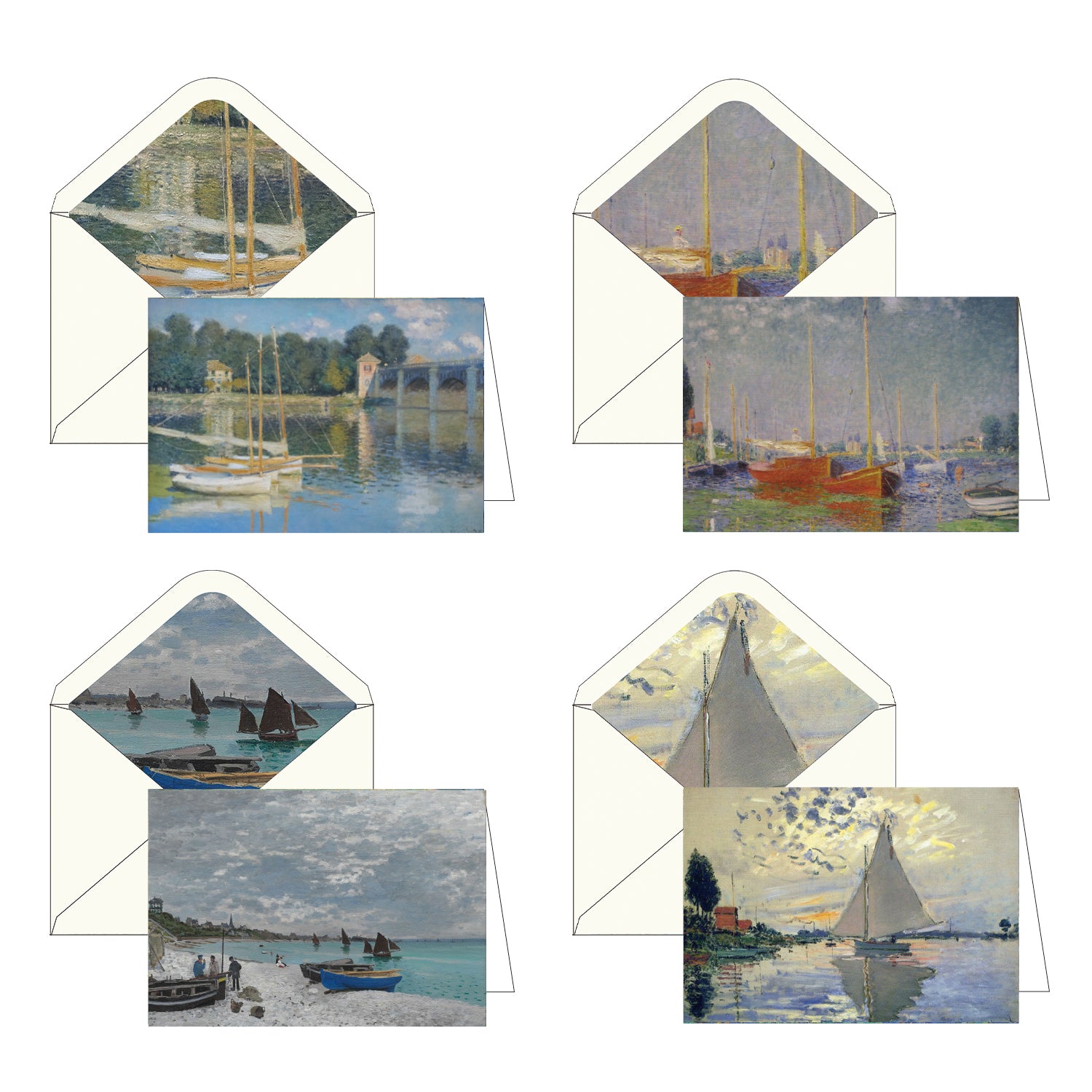 Note Cards - Monet Boats - Box of 16 Cards & Envelopes