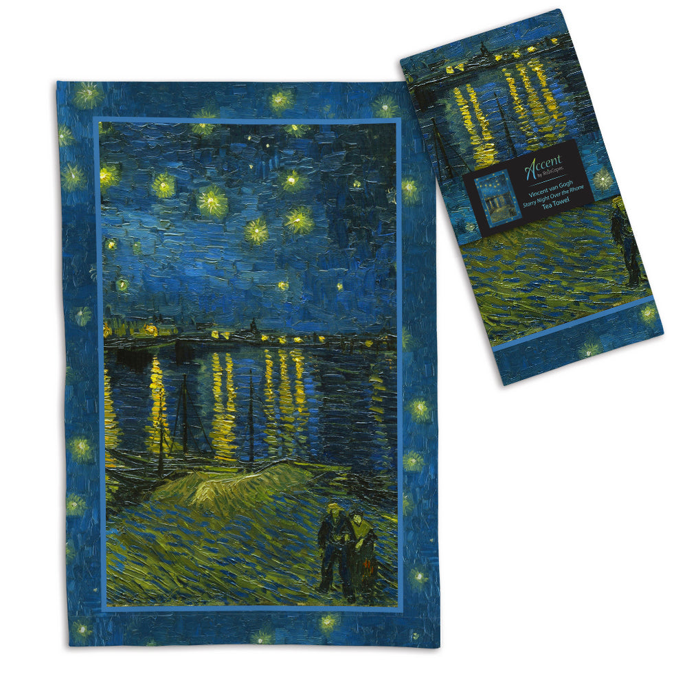 van Gogh Over the Rhone Cotton Tea Towel