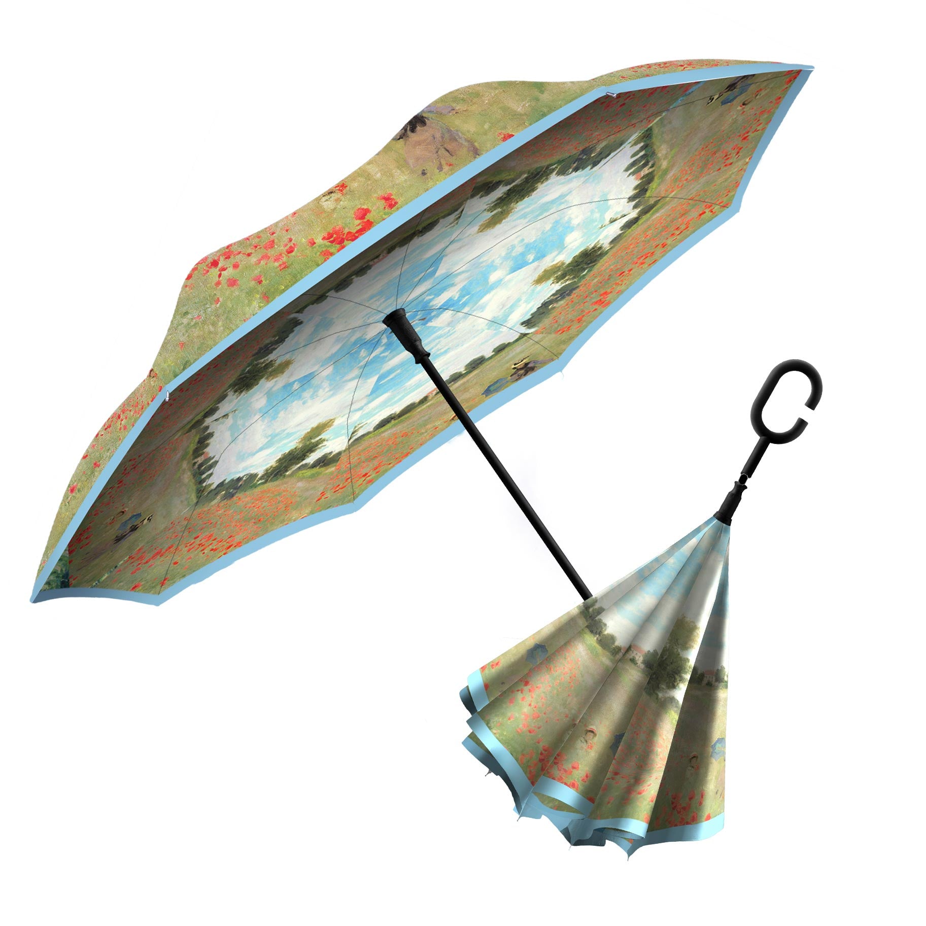 Monet Poppy Field Reverse Umbrella