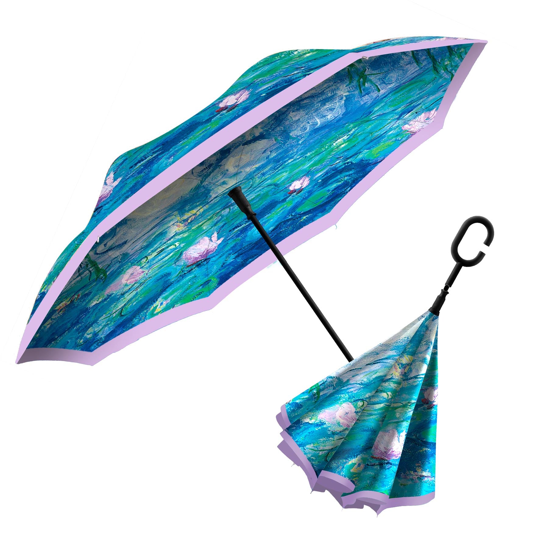 Monet Water Garden Reverse Umbrella