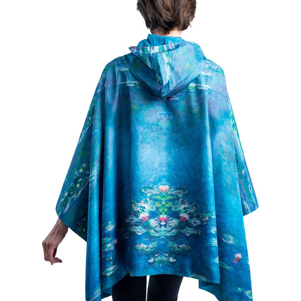 Galleria Rain Cape Wrap w Hood Reversible Monet Purple Water outlet Resistant NEW