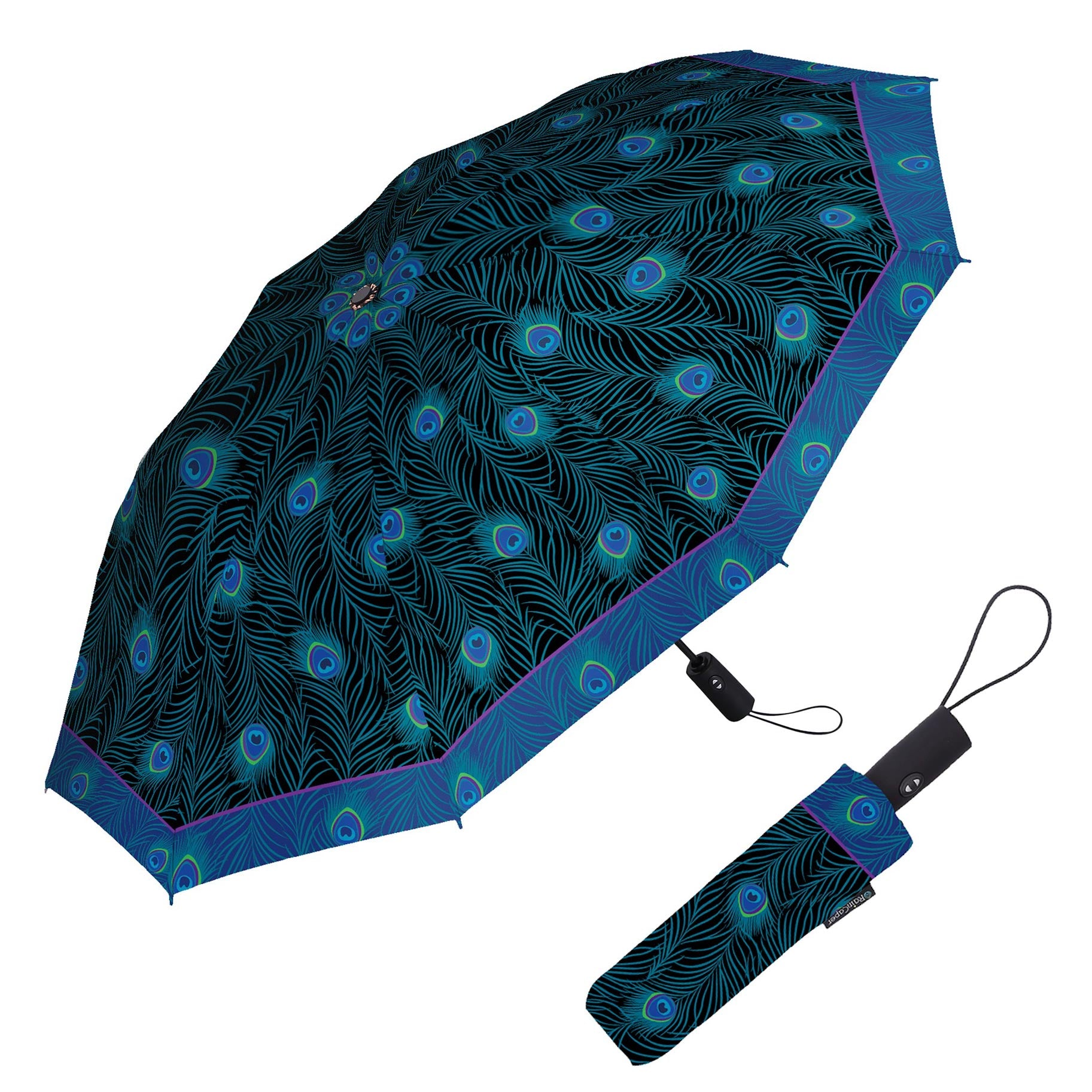 Peacock Blue Purple Travel Umbrella
