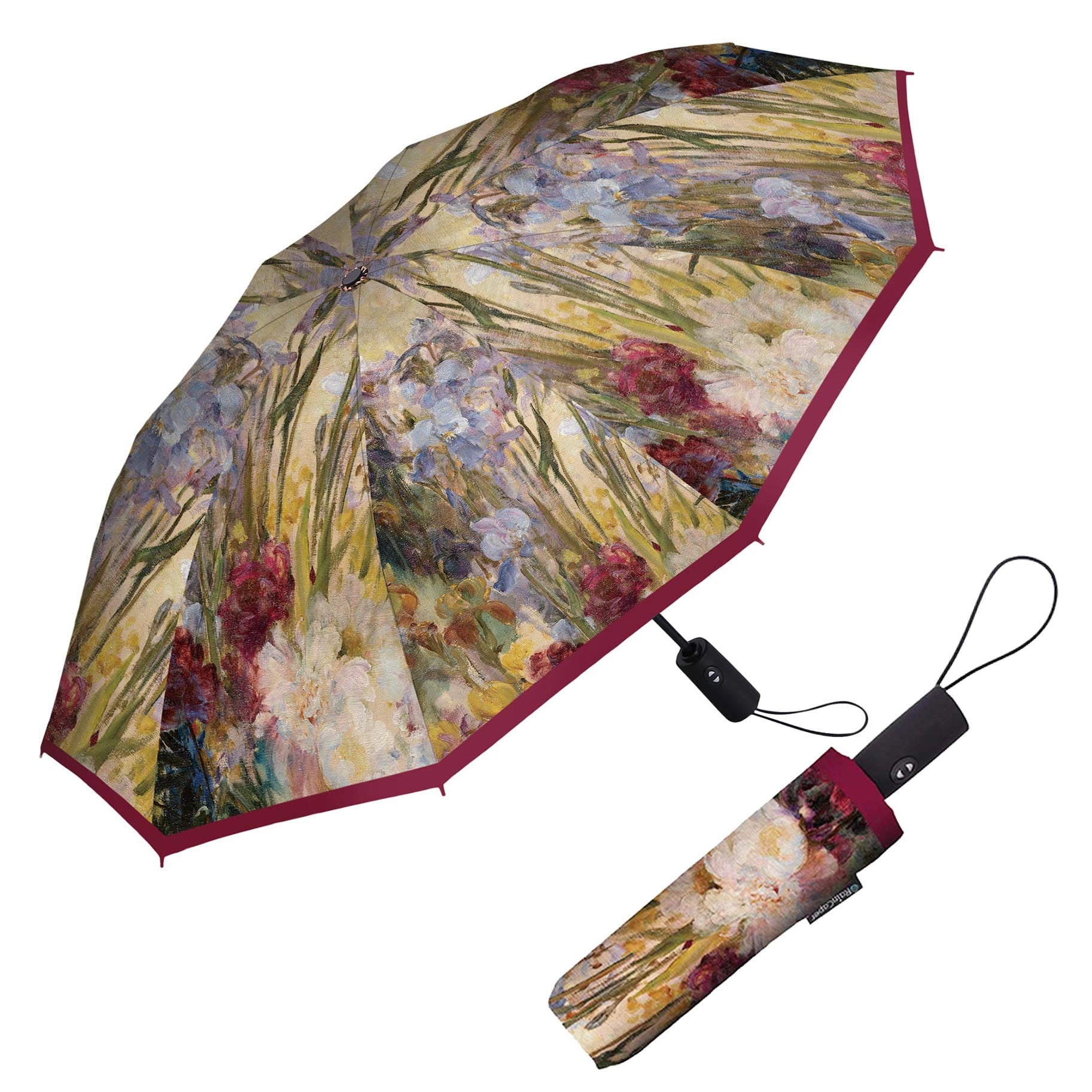 Peonies and Iris Travel Umbrella