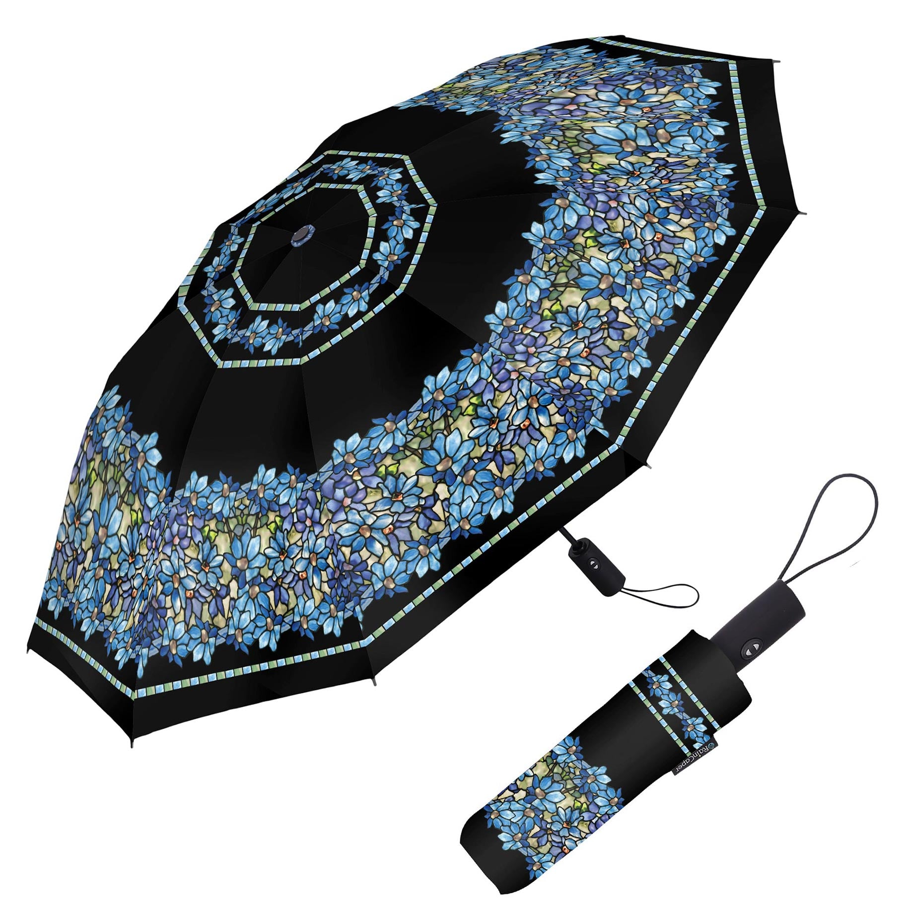 Tiffany Clematis Folding Travel Umbrella